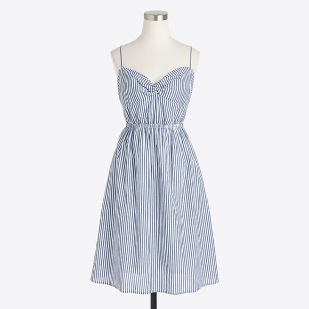 Jcrew Blue White Striped Strapless Dress NWT 20